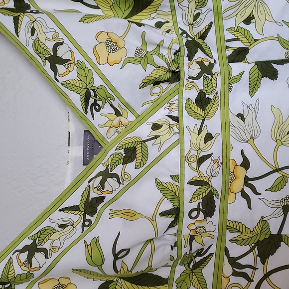ANN TAYLOR YELLOW FLOWER GREEN LEAVES Dressy Fitted TANK TOP 100% Cotton LINED 6 - Picture 2 of 9